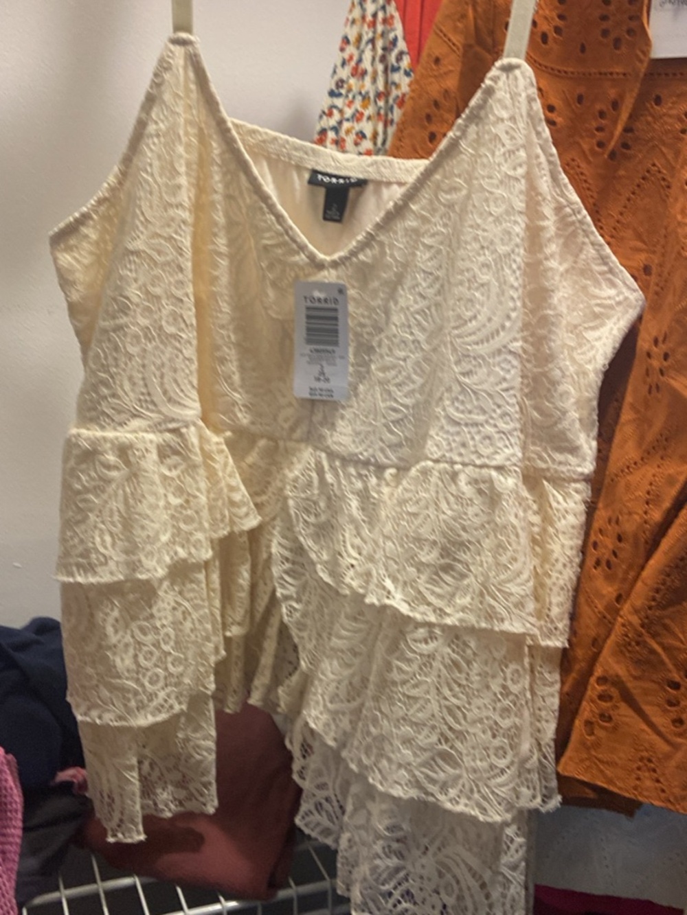 Torrid Lace V-Neck Tiered Babydoll Tank Size 2X
